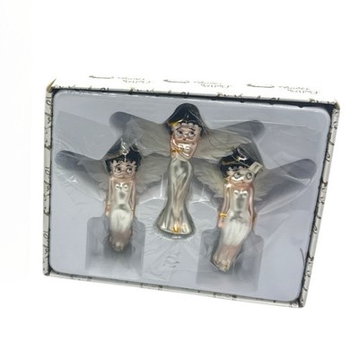 Betty Boop Angel 1998 Ornaments Set of 3 Glass 5.25  Vintage Bright Ideas