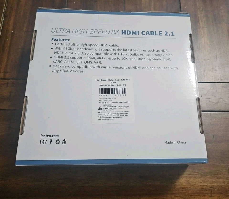 INSTEN Ultra High Speed 8K HDMI 2.1 Cable 15ft White New - Image 2 of 4