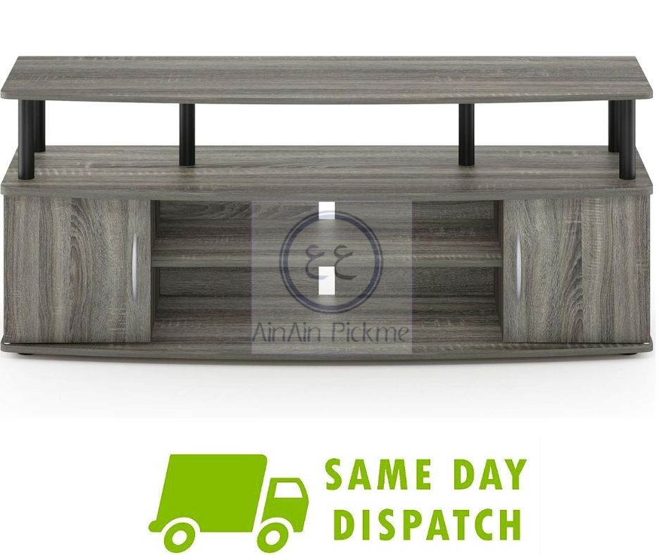 Large TV Stand Unit Entertainment Center for 55" TV French Oak/Black Free P&P