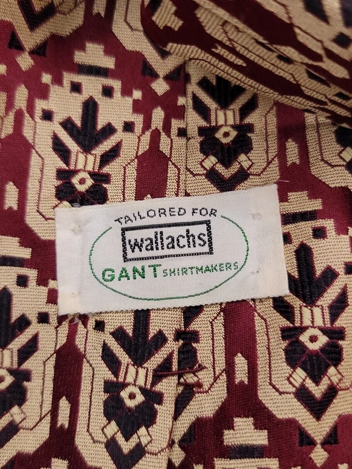 Corbata formal Wallachs Gant Shirtmakers para hombre 55"Lx4,25"W borgoña/bronceado Foto 3 de 4