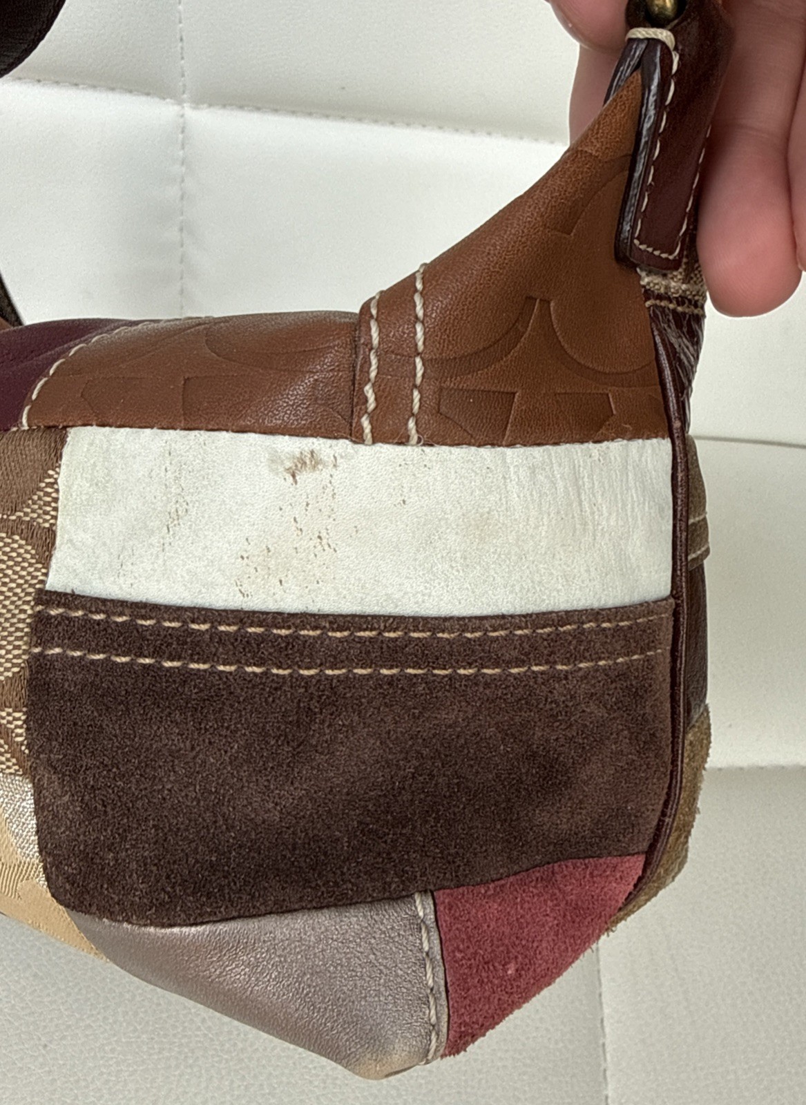 Coach Mini Holiday Patchwork Demi Hobo Handbag Baguette Pouchette Vintage Y2K image 5