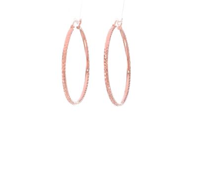 14k Rose Gold 2x35mm Polished Lightweight Diamond-cut Tube Hoop