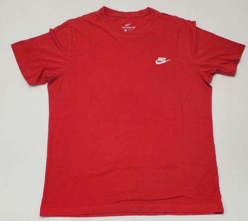 Nike Men's T-Shirt RED Embroidered Logo Athletic Short Sleeve Cotton Tops LARGE - 第 1/8 張圖片
