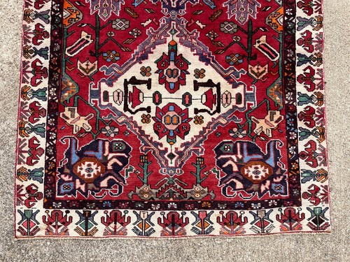 ANTIQUE ORIENTAL RUG 5x10 HAND-KNOTTED VINTAGE wide runner handmade HERIZ 5x9 ft - 第 8/18 張圖片
