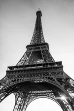 Eiffel Tower Paris France in Black and White Photo Art Print Poster 12x18