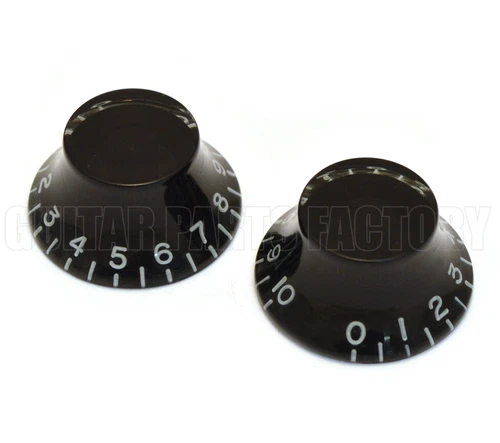 PK-0140-023 (2) Black Bell Knobs for Gibson® Guitar USA & CTS Split Shaft Pots