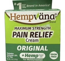 Hempvana Maximum Strength PainRelief Cream Original HempSeed Oil 4oz EXP-07/2026