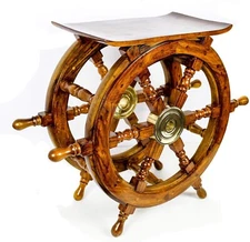 Wooden Ship Wheel Home Decor Table 24 Inches, Table for home, Home decor, Gift