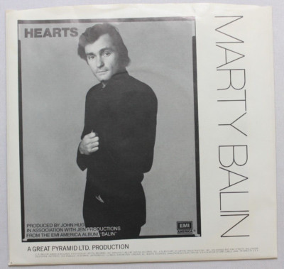 MARTY BALIN HEARTS / FREEWAY 45 7'' JUKEBOX RECORD & PICTURE SLEEVE