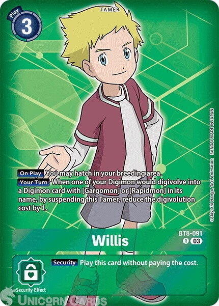 BT8-091 Willis Rare Foil Digimon Card : ST17: Advanced Deck Set - Double Typhoon