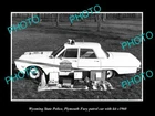 OLD 8x6 HISTORIC PHOTO OF WYOMING STATE POLICE PLYMOUTH PATROL CARS c1960 2