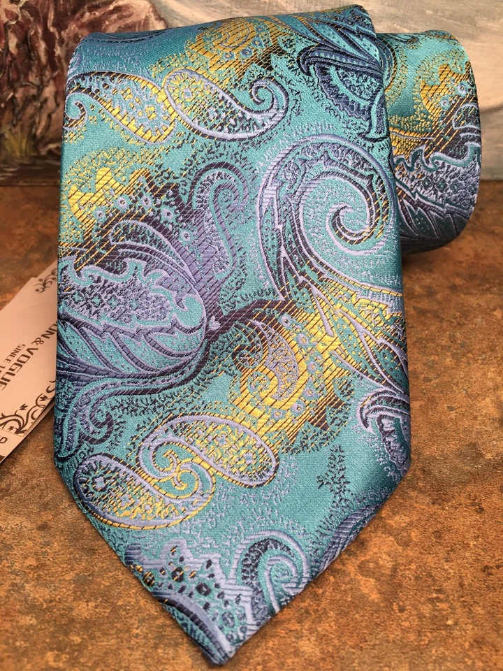 JASON & VOGUE Corbata Para Hombres Azul Paisley 61L Hermosa Seda NUEVA Con Defecto Interior Foto 2 de 4