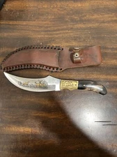 New Old Stock Vintage Chipaway Cutlery Hunting Knife Wood W/ Sheath