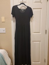 DEARCASE Maxi Dress for Women Short Sleeve Casual Summer Loose Plain Comfy Long