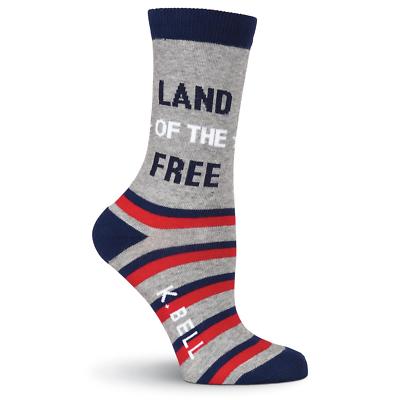 K.Bell Women's Land of the Free Crew Socks-USA made-Celebrate July 4th in style!