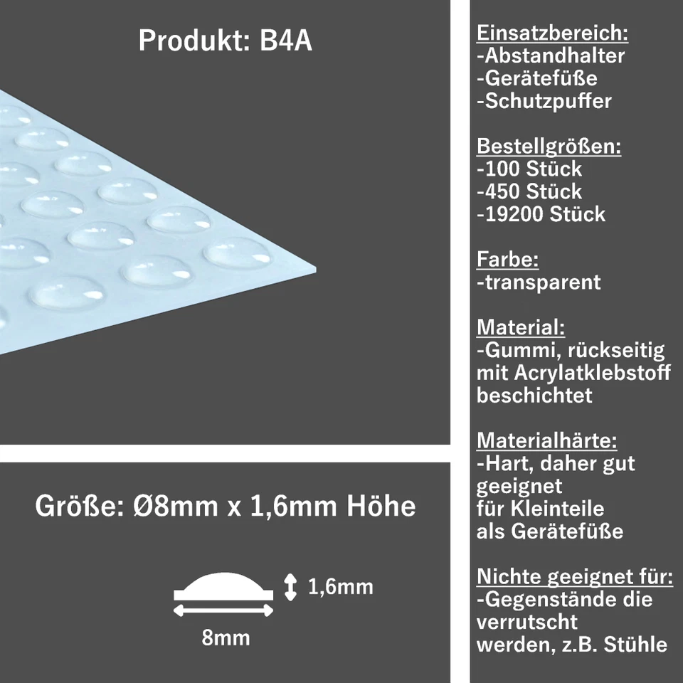 Elastikpuffer selbstklebend transparent Anschlagpuffer, Gummifüße, Rutschstopper - Bild 3 von 4