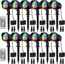 12 Pack 7W RGB Landscape Lights, DC/AC 12-24V...