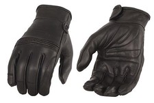 Milwaukee Leather MG7535 Men's Black 'Flex Knuckles' Black Leather Riding Gloves