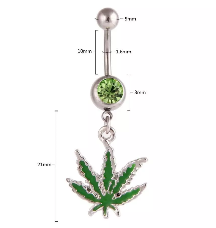 1Pcs Maple Leaf Belly Navel Ring Weed Button Body Piercing Jewelry