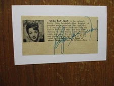 OLGA SAN JUAN(D-2009)("Duffy's Tavern")Signed 1949 Who's Who In Hollywood Cutout