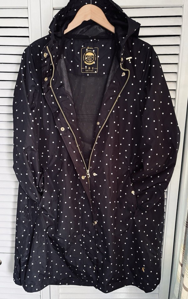 Joules Size 14 16 (14) Black Spotty Waybridge Waterproof Packable