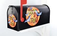 Mailbox Magnet Partial Cover Full Moon with Bats Trick or Treat! Not a Cover
