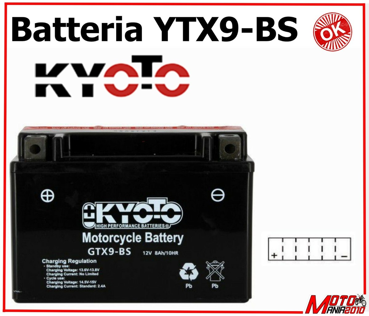 Kyoto - Batteria Per Moto Benelli 300 BN 302 ABS 2017-2019 YTX9-BS