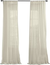 Elrene 268394 Asher Cotton Voile Sheer Window Curtain Ivory 1 Panel 50"x90"