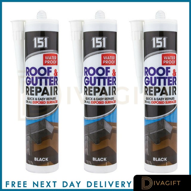 Black Roof & Gutter Sealant Waterproof Silicone Cartridge All Weather