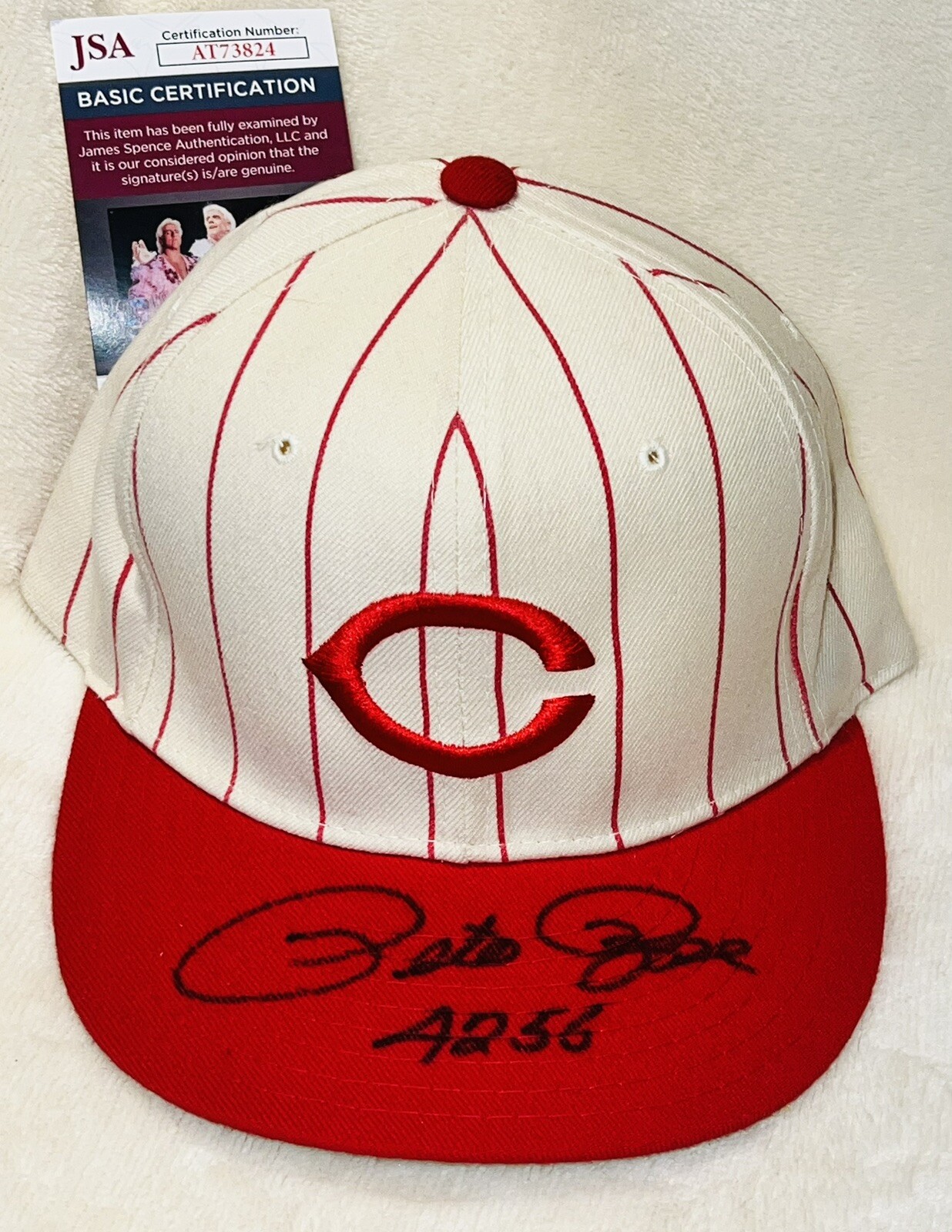 Pete Rose AUTO Cincinnati Reds Signed New Era On Field Hat JSA Rare Inscription 