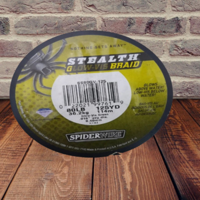 Spiderwire  Stealth Glow-Vis Braid, 80 Lb, 125 Yd , Green, Fishing Line