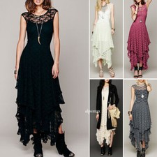 Fashion Formal Long Lace Dress Steampunk Gothic Prom Evening Party Cocktail Gown