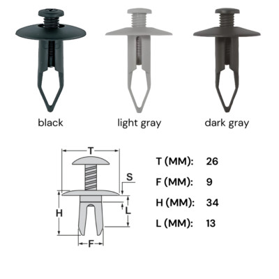 Verkleidung Clip Befestigung Klips Schraubniet Halter UNIVERSAL Ø 9 mm Kopf 26mm
