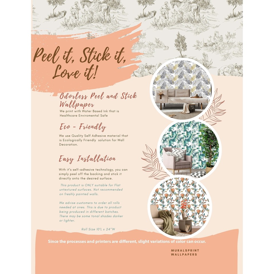 Jungle Cheetah Peel and Stick Wallpaper 10'L x 24''W Chocolate 10'ft