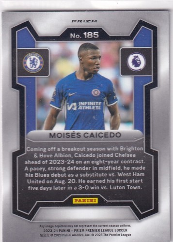 Panini Prizm 2023-24 Premier League n. 185 Moises Caicedo Prizm argento - Foto 2 di 2