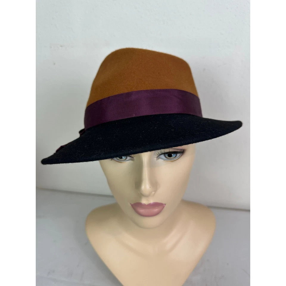Ala asimétrica Grace Design Japón para mujer fedora oxidada 100 % lana ajustable Foto 4 de 4