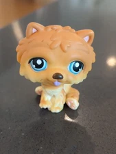 Littlest Pet Shop Dog LPS # 117 Tan Chow Pink paws blue eyes  Authentic LPS 2005