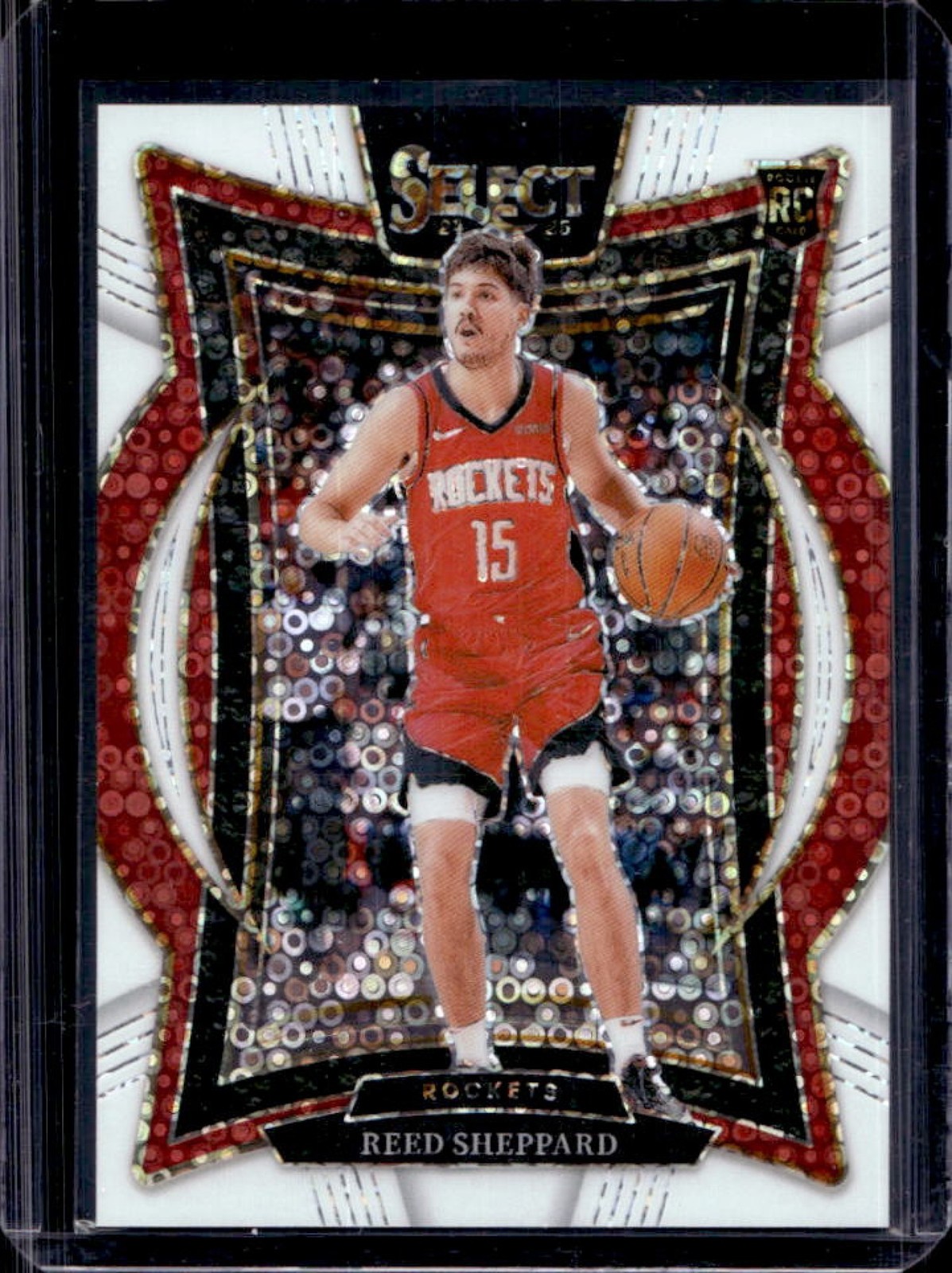 2024-25 Select Reed Sheppard Concourse White Disco Prizm RC #/75 Rockets