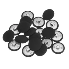 20pcs Fabric Cloth Covered Button 20mm Metal Round Sewing Buttons, Black