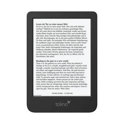 tolino shine 6 Zoll eReader mit Schwarz-Weiß-Display, Wasserschutz, smartLigh...