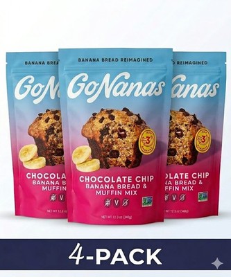 Go Nanas Chocolate Chip Banana Bread Mix & Muffin Mix 12.3 oz 4 pc