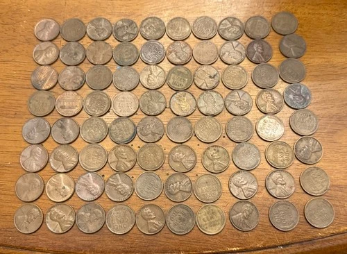 Lincoln Pennies-Lot Of 80 about 90% Wheat Straw Series