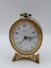 Swiza 7 Jewels Vintage Alarm Table Clock Swiss Made Collectable Working