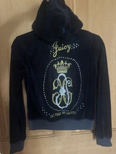 Juicy Couture Velour Track Jacket Zip Hooded Vintage Y2k Blue Women's Medium