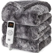 Electric Heated Blanket Faux Fur Sherpa Throw Soft Fast Heating Auto Shut Off