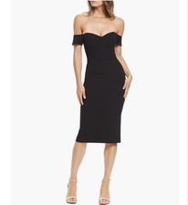 NWT Dress the Population Bailey Off The Shoulder Sweetheart Bodycon Midi Dress S