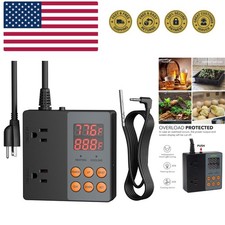 Digital Temperature Controller Heating Cooling 2-Stage Outlet Thermostat Cont...