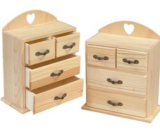 Cregugua Wooden Mini Drawer Storage Box Set Pine Natural 2pc 4-Drawer 8 -NEW