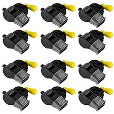 12 Pack Sport Whistles with Lanyar for Coaches, Referees and 12 Pcs black 