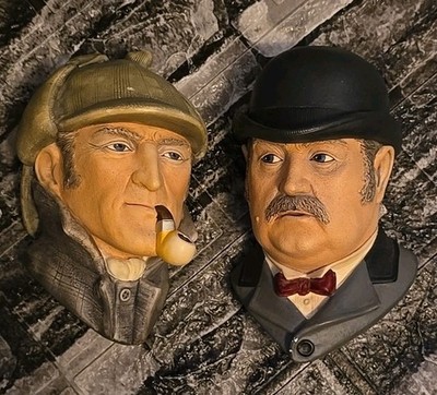 Bossons and Legends Chalkware Hand Painted Figurines Sherlock Holmes and Watson